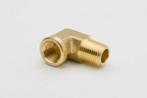 Brass 90-degree street elbow pipe fitting, 1/8 in NPT female x 1/8 in NPT male, pack of 5