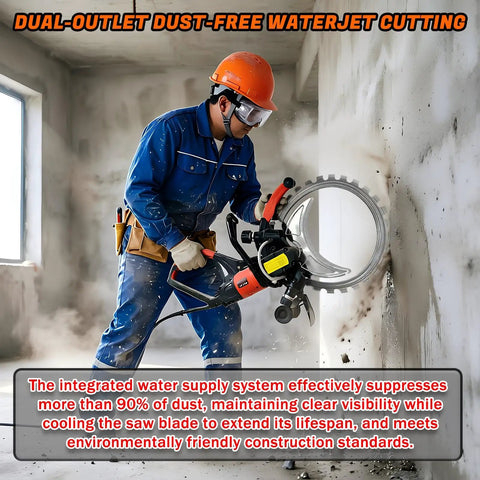 Heavy-Duty 16 Inch Electric Concrete Ring Saw With 9500W Toroidal Motor for wet cutting through walls, 11.8 inch deep cut.