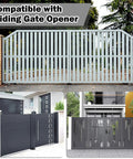 Three automatic sliding gates compatible with Premium 2 Piece Square Gate Magnet Set With Mounting Bracket And Wrench