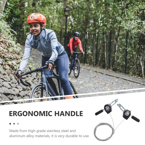 Cyclists riding with Left And Right Bicycle Thumb Shifter Set Dope Upgrade For 3x7 3x8 21 24 Speed MTB Aluminum Alloy Brake Lever Replacement.