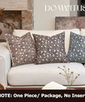 Floral Pillow Cover 18x18 Inch, Dope Throw Pillow Case For Couch, Block Print Neutral Accent Cover For Living Room Vibe, Cover Only, 1 Pack, Brown, Front Floral Back Plain Cotton on sofa