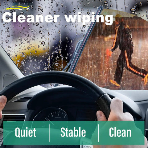 View from Hyundai Santa Fe with wiper blades in motion, showing effectiveness in rain, Hyundai Santa Fe Wiper Blades Set Includes 26 Inch Front 14 Inch Front And 13 Inch Rear All Weather Replacement Pack Of 3 For 2013 2014 2015 2016 2017 2018 Santa Fe Sport XL OEM Quality.