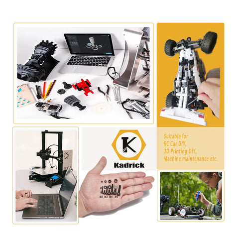 M2 M3 M4 Screw And Nut Kit With Heavy Duty Washers shown with RC and 3D printing DIY projects, electronics, and robotics.