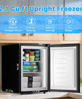 Hella Compact 2 1 Cubic Foot Upright Freezer With Easy Turn Temperature Controls and Slide Away Wire Shelves, 2.1 cu.ft.