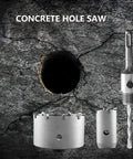 Nine Piece Concrete Hole Saw Kit With 30mm 40mm 65mm 80mm 100mm Masonry Hole Saws, Tungsten Steel SDS Plus Shank Drill Bits