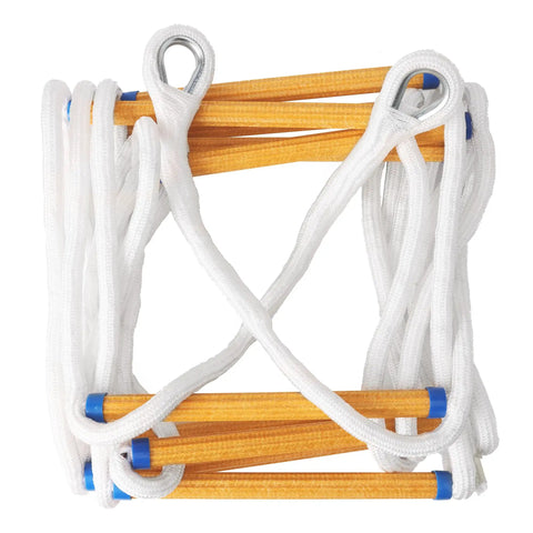 Folded 16 Foot Fire Escape Ladder For Two Story Buildings With Flame Resistant Rope Emergency Ladder For Second Floor Rescue