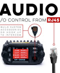 UV-25X2 Second Gen Mini 25 Watt Dual Band Base Station Radio with RJ45 audio I/O and mic port, with frequency display.