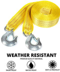 Heavy Duty Tow Strap With Hooks, 2 Inch By 20 Foot, 10,000 Pound Capacity, Bright Yellow Polyester Webbing Recovery Strap For Cars