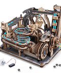 Motorized Wooden Marble Run Puzzle for Adults LGC01 with Gravity Loops and Gears, 3D STEM Toy