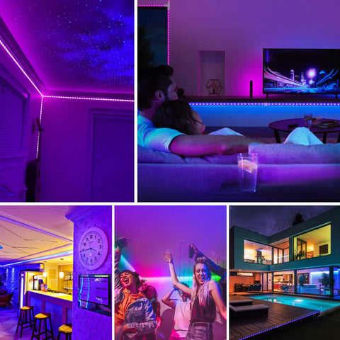 T Shape 4 Pin LED Connector Kit in use with 10mm wide RGB LED strips for vibrant interior and exterior lighting displays.