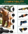 Extreme Coarse Ball Nose Rotary Burr For 1/4 Inch Shaft, shown with carved bear, compatible with drills and rotary tools
