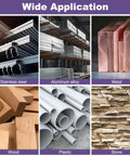 Collage of materials including stainless steel, aluminum alloy, metal, wood, plastic, and stone for wide applications