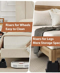 4 Inch Bed Risers Heavy Duty Furniture Elevation Set Of 4 Elevates Beds Tables Couches With Anti Slip Pads For Caster Wheels Or Posts Up To 6000 Lbs Black