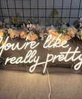 Totally Cool Dimmable LED Neon Sign Wall Art You Are Like Really Pretty Transparent Acrylic Backdrop for Bedroom Living Room Bar Party Decor Warm White Light
