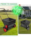 Lawn Drop Spreader With Handle Four Wheels Adjustable Rate For Fertilizer Grass Seed Compost Topdressing Comparison Image