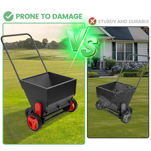 garden lawn seed spreader Lawn Drop Spreader With Handle ✓ Garden Seeder Push Cart