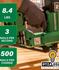 18V MultiVolt Cordless 21 Degree Framing Nailer Kit With 4.0Ah Battery delivering power on wood, 8.4 lbs, PTIA 2025 winner