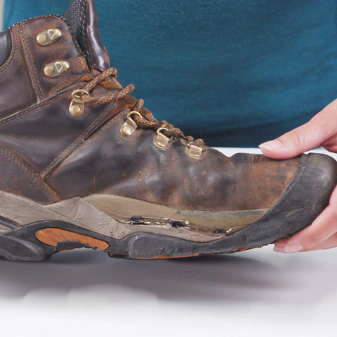 Applying Aquaseal SR Shoe Repair Adhesive For Fixing Holes And Leaks In Hiking Boots Work Boots Rain Boots And Shoes Soles And Rebuilding Heels