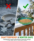 Built Tough As Heck Metal Bird Bath Replacement Bowl For Outside And Yards 12 Inch Shatterproof Frost Proof Basin against broken glass.