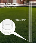 Wood Pellet Patio Heater Glass Tube Replacement 39.3 Inch Long High Borosilicate Tube size diagram on grass background
