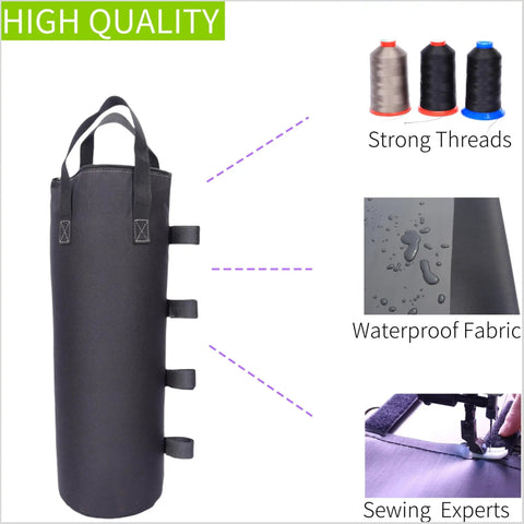 140 LBS Zipper Top Sand Bags for Canopy Legs and Gazebo Tents, Beefy Heavy Duty Weight Bags showing waterproof fabric and stitching.
