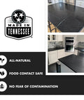 Natural Stone Sealer For Concrete Granite Marble Slate Countertop Protector on a dark stone kitchen countertop, featuring matte finish.