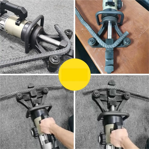 Aoxhugb Portable Electric Hydraulic Rebar Bender Straightener Nrb-32se demonstrating hydraulic bending process with rebar.