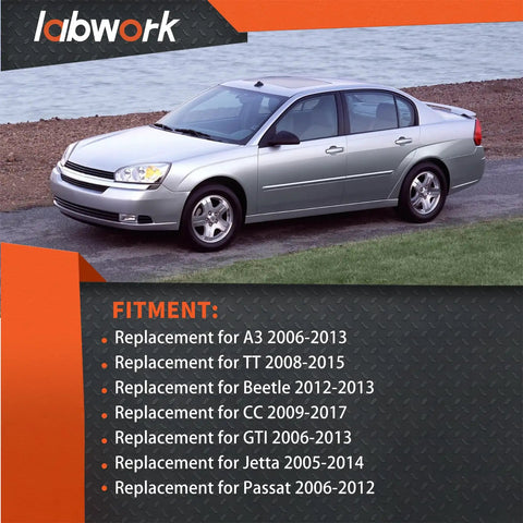 Image of a silver sedan by a water body, highlighting fitment for Solid Right Side Radiator Cooling Fan Fits VW Passat Jetta A3 CC Beetle GTI TT 2005 2017.