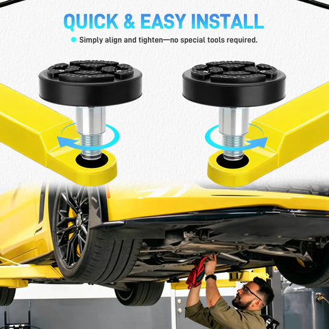Heavy Duty 4 Pack Two Post Car Lift Pads Compatible With 35mm Shaft Screw Up Adjustable Lift Arm Grips for easy install
