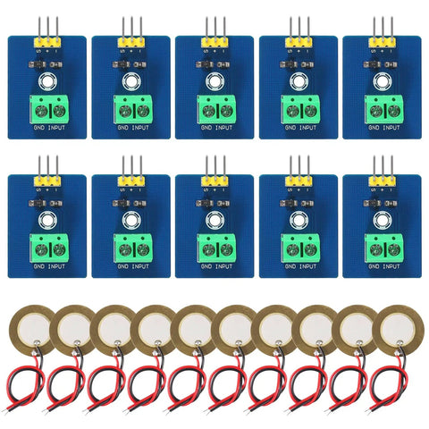 10 Pack Piezoelectric Sensor Analog Ceramic Vibration Module For Arduino Projects 3.3V Or 5V Power Supply Easy Hookup