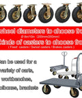 Pro Grade Heavy Duty Industrial Casters With Thick Pneumatic Rubber Tires Available In 8 Inch Or 10 Inch Swivel Brake Caster Pack, showcasing fixed and swivel options.