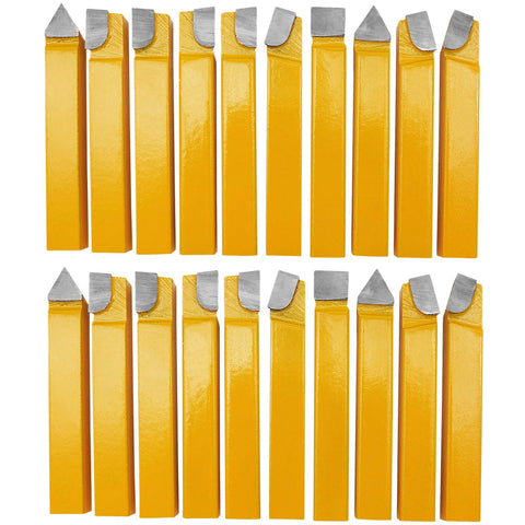 20-pack yellow 1/2-inch carbide-tipped lathe cutter tools with square shanks