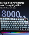Hella Creamy 75 Percent Layout Wireless Mechanical Keyboard With Hot Swappable Switches And Premium Pbt Keycaps For Sick Gaming Sessions Featuring Dot Matrix Display And Sturdy Aluminum Volume Dial That Hits Just Right, showcasing keys and 8000mAh battery.
