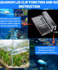 Lock Down 8 Pack Clear Acrylic Aquarium Lid Clips Rock Steady Fish Tank Cover Holders Heavy Duty Support Clamps For Rimless Glass Tanks Easy Setup And Top Shelf Gear showing size and support features.