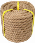 Coiled 2 Inch Thick Manila Rope Natural Jute For Docks And Nautical Decor 65 Feet Long With Strong 4400 Lbs Safe Working Load