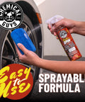 Person using HydroSpin Wheel And Rim Ceramic Coating And Quick Detailer Spray 16 Oz on car wheel