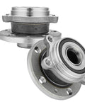 Front view of Pair Front Wheel Bearing Hub Assembly For Volkswagen Passat Jetta Golf Beetle Eos Tiguan R32 Rabbit CC GTI And Audi TT A3 Q3 Quattro Built Tough Ready To Install Front Hub Bearing, showing metal construction and sealed design.