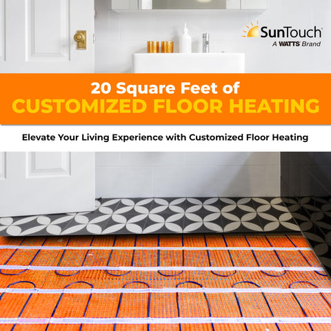 Customized electric underfloor heating mat beneath tile floor, showcasing installation for toasty floors in homes and commercial spaces.