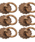 Vintage Brass Ring Pulls Six Pack Solid Round Cabinet Handles Old School Drawer Knobs For Kitchen Cupboard Closet Furniture Hardware 30mm With Screws Durable Mounting Hardware Included