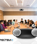 Conference room with Six Pack Round LED Emergency Light With Battery Backup Black Dual Adjustable Heads on wall