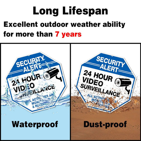 2-Pack Video Surveillance Signs, 10 X 10 Aluminum Security Warning Reflective Signs For Indoor Outdoor Use, waterproof, dustproof