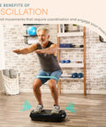 Man squatting on Waver Mini Vibration Plate For Full Body Toning And Lymphatic Drainage With Remote And Bands, home gym setup