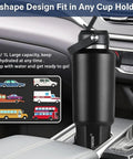 Stainless Steel Forty Oz Insulated Water Bottle Triple Wall Copper Core Keeps Cool Drinks Frosty Solid All Day With Tight Seal Straw Lid in car cup holder.
