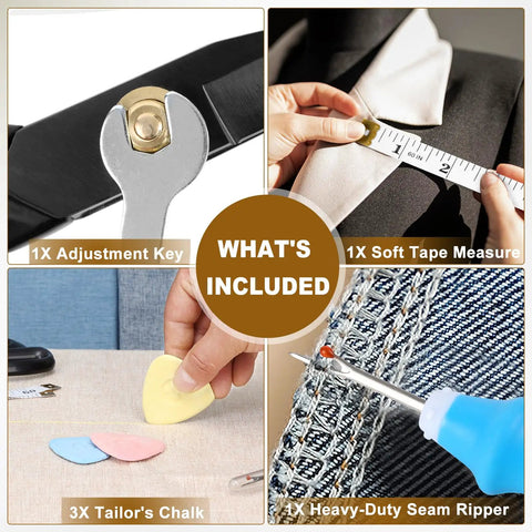 Heavy Duty 10 Inch Fabric Scissors Set With SK5 High Carbon Steel Do It All Pro Grade Shears And Built-In Measuring Tape For Sewing, Quilting, And DIY Crafts Includes Tailor Chalk Seam Ripper And Wrench Made In Solingen Germany; included tools