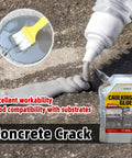 Slick Repair Self Leveling Concrete Crack Filler And Cement Patch Mix for Driveways Patios applied with a brush filling cracks.