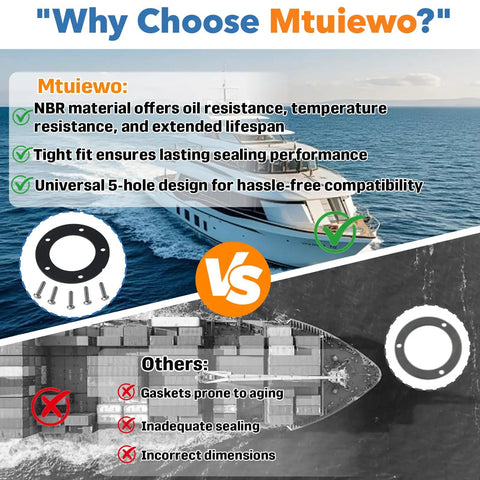 Comparison of Two Pack Fuel Tank Gasket Kit NBR with other gaskets for boats, featuring oil resistance and design advantages.