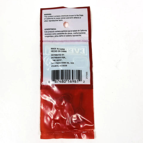 No Nonsense Heavy Duty Gate Hook And Eye Set With Dual Threaded Eyes Slick packaged with warning label and barcode on red backing.