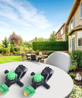 2 Pack Fan Shaped Misting Nozzles for Farm Irrigation on table with garden view