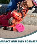 Universal Skate Brake Block for roller skates, pink toe stopper, easy install, strong stopping power for kids.