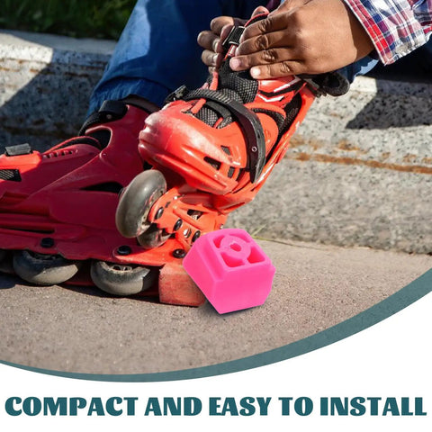 Universal Skate Brake Block for roller skates, pink toe stopper, easy install, strong stopping power for kids.